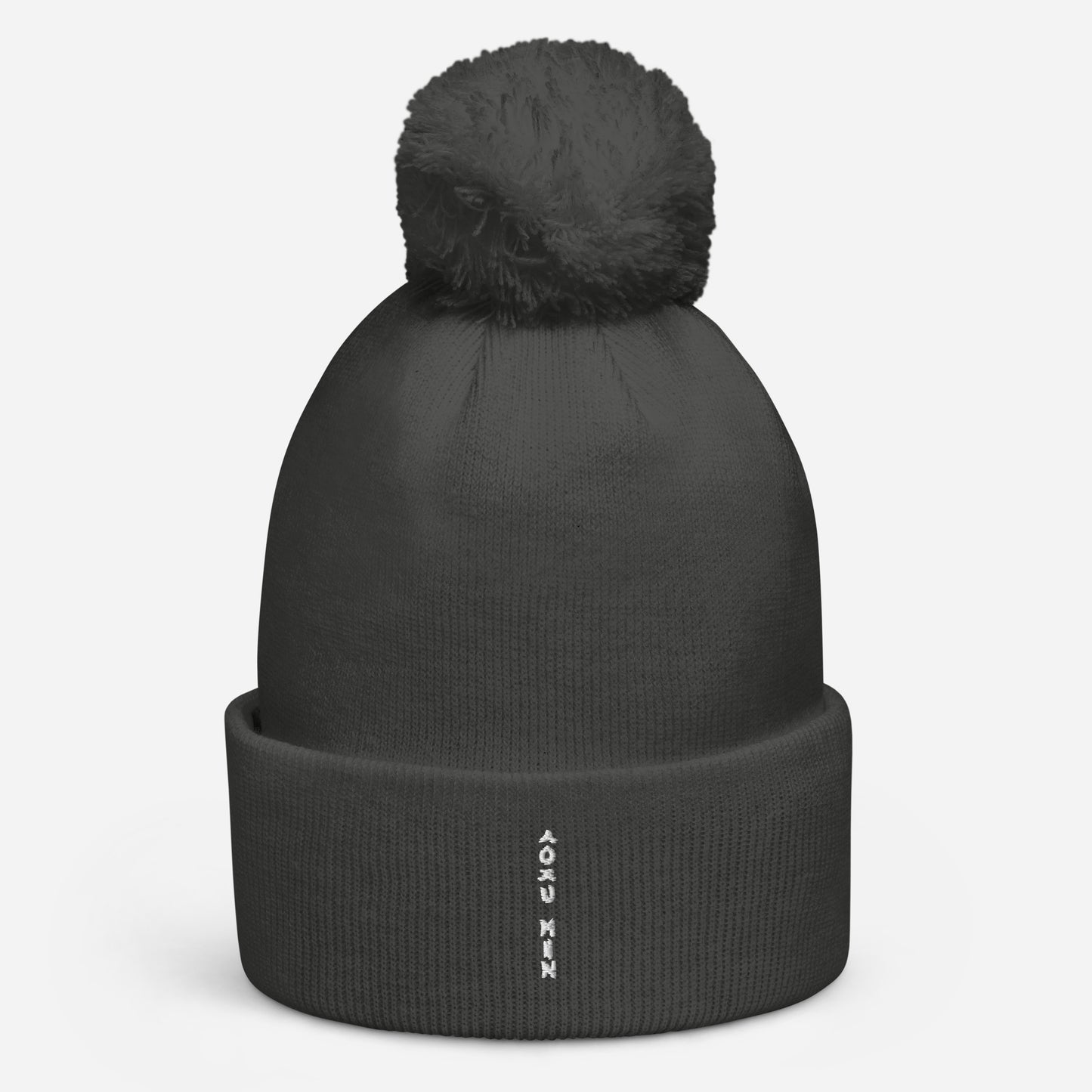 Grey Korean style bobble hat by Soju Man Designs